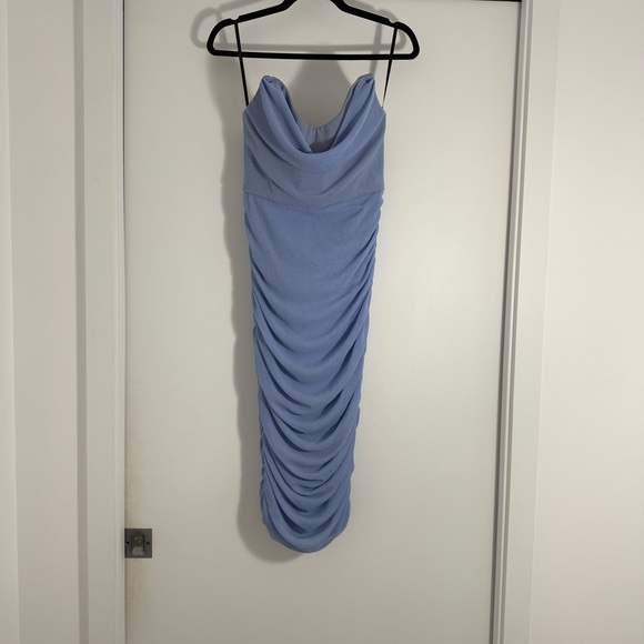 Michael Costello x REVOLVE India Ruched Corset Midi Dress in Periwinkle Medium - Picture 3 of 12